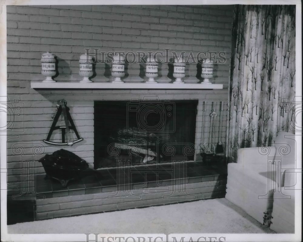 1962 Press Photo Tile Hearth Fireplace Design Models-Historic Images