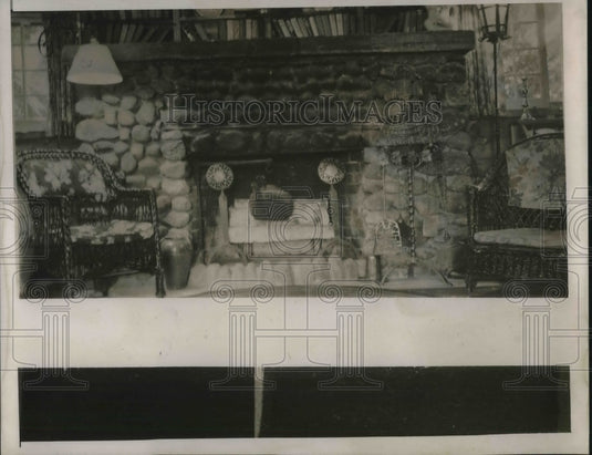 1940 Press Photo Fireplace Stonework Design Showcase - Historic Images