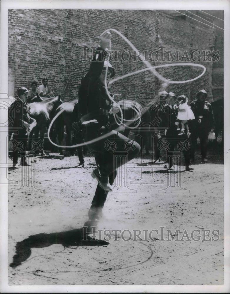 1952 Mexico City, Mexico police trooper Hernandez rope twirling-Historic Images