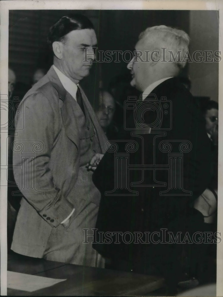 1939 Press Photo M Milligan Prosecutor R Brewster defense atty Boss Pendergast - Historic Images