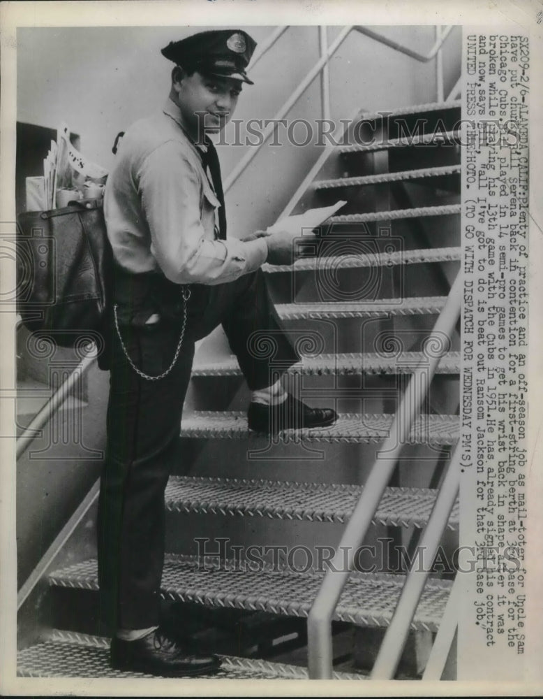 1952 Bill Serena Carries Mail During Off Season with Chicago Cubs-Historic Images