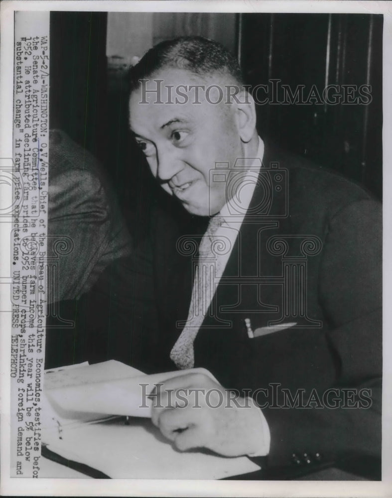 1953 Press Photo O. V. Wells, Chief of the Bureau of Agriculture Economics-Historic Images