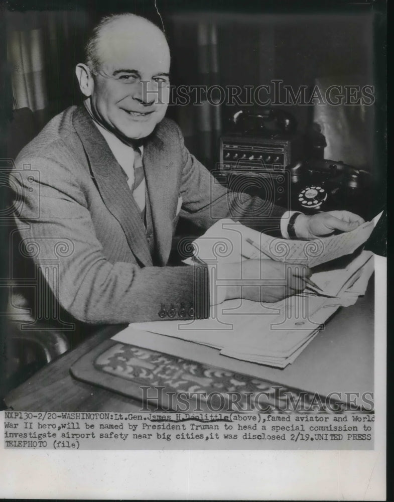 1952 Press Photo Lt Gen James H Doolittle for aviation commission - Historic Images