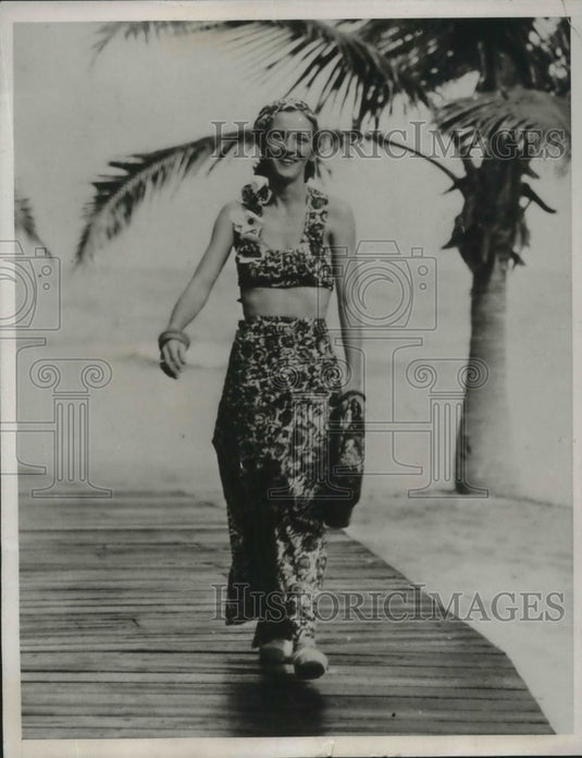 1932 Socialite showing off outfit for Miami Beach-Historic Images