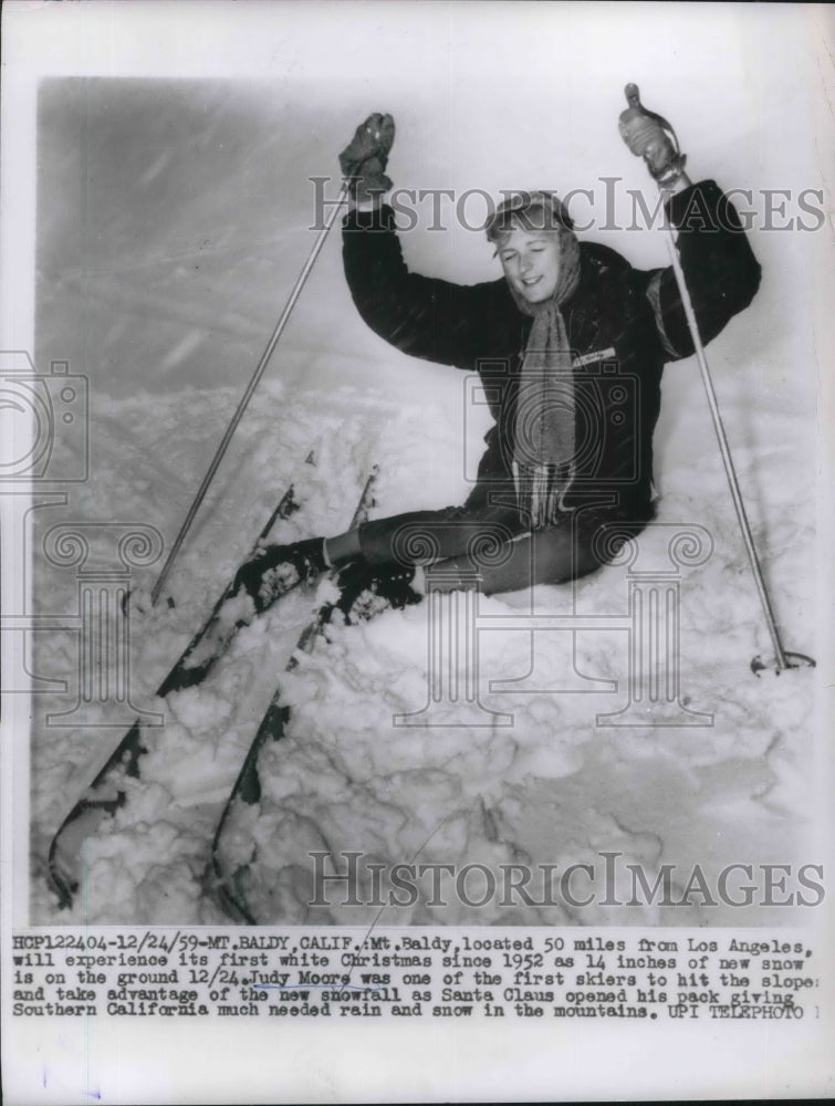 1960 Mt Baldy, Calif. Judy Moore skiing - Historic Images