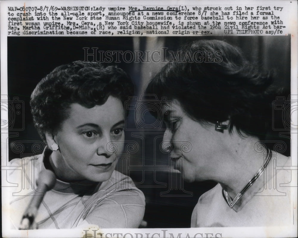1969 Lady ump Mrs B Gera & Rep. Martha Griffiths in D.C. - Historic Images