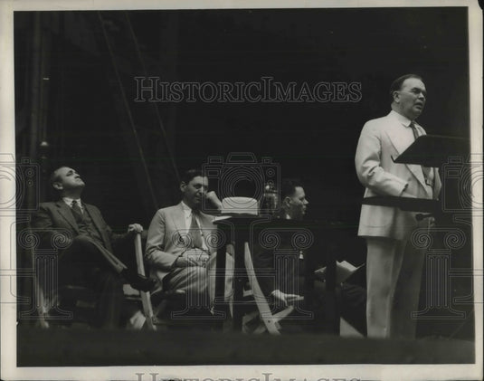 1931 Press Photo Gross, Bender, Mongan,Hopkins at Ohio stadium dedication-Historic Images