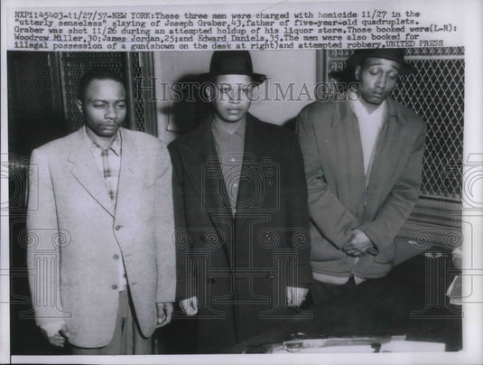 1957 NYC, homicide arrest of W Miller,J Jordan,E Daniels-Historic Images