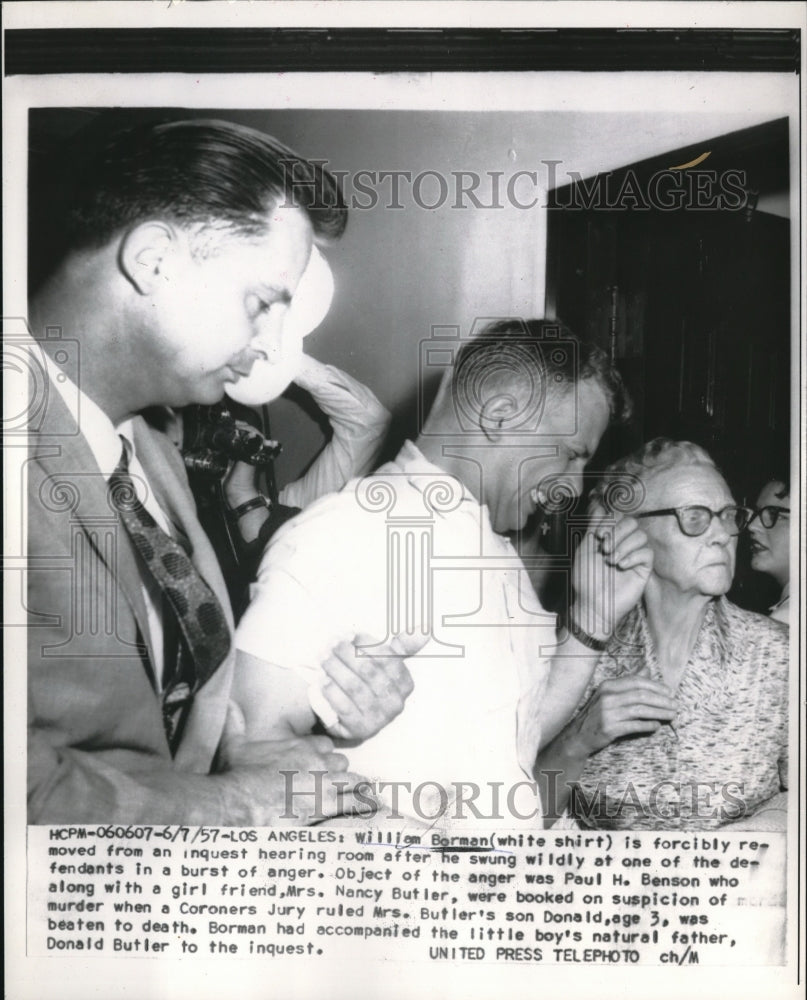 1957 Press Photo William Borman Removed From Courtroom After Attacking Defendant - Historic Images