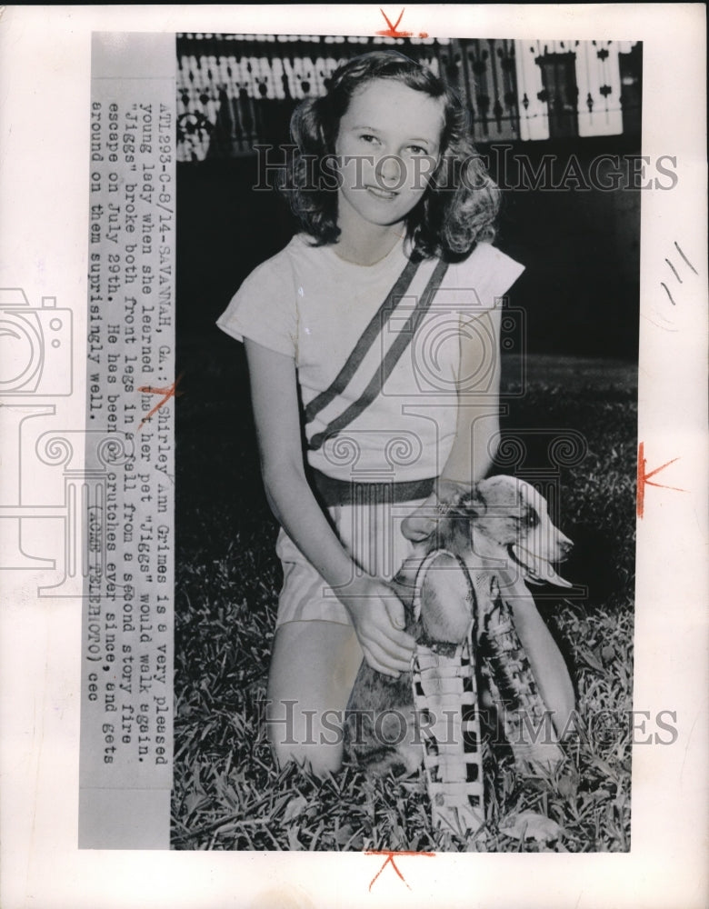 1950 Shirley Ann Grimes &amp; Dog Jiggs Who&#39;s Front Legs Were Broken - Historic Images