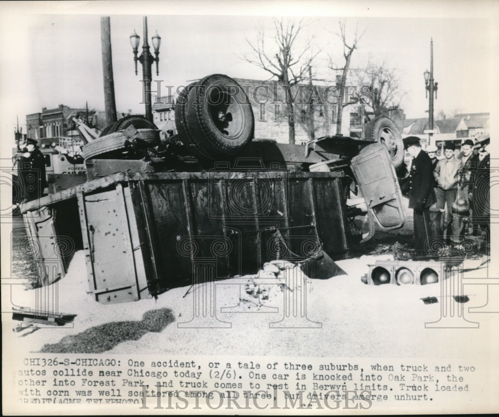 1948 Chicago, Ill. semi truck collision with autos - Historic Images