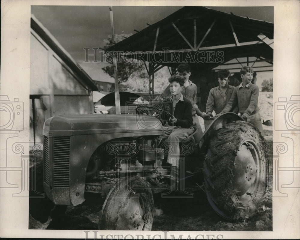 1950 Young Farmers from Merhavya on a Tractor - Historic Images
