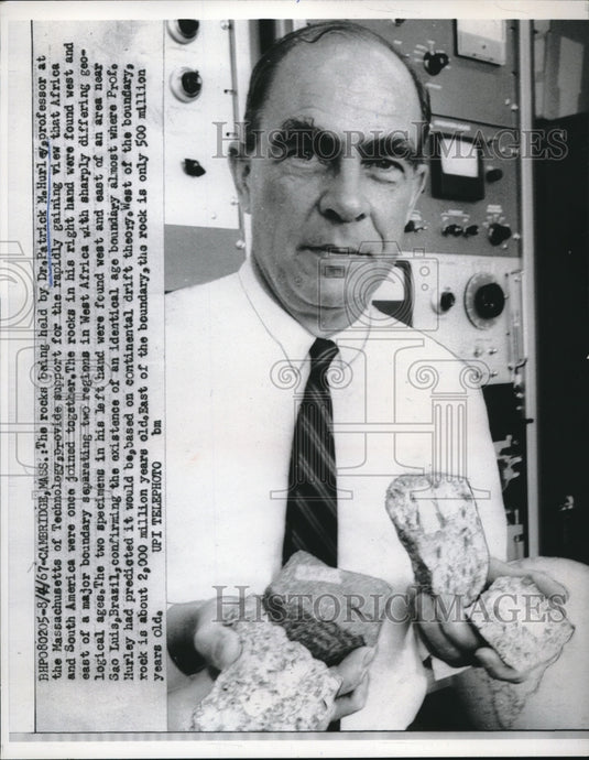 1967 2 Rocks held by Dr Patrick McHurley professor MA of Technology - Historic Images