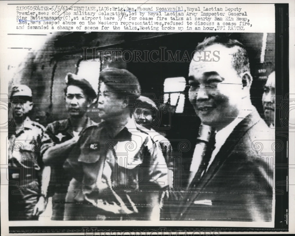 1961 Press Photo Brig General Phoumi Nosaven Royal Laotian Deputy Premier - Historic Images