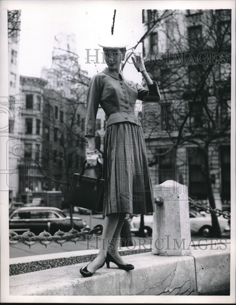 1956 Spring fashion dress on amodel-Historic Images