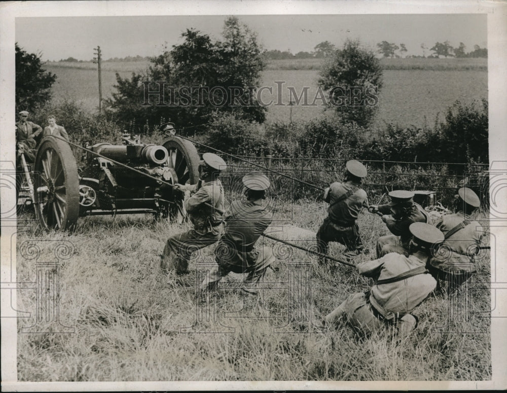 1937 English artillery units on maneuvers with a howitzer-Historic Images