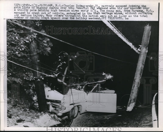 1958 Press Photo Charles Podmayersky in Car Accident Memorial Day Weekend - Historic Images