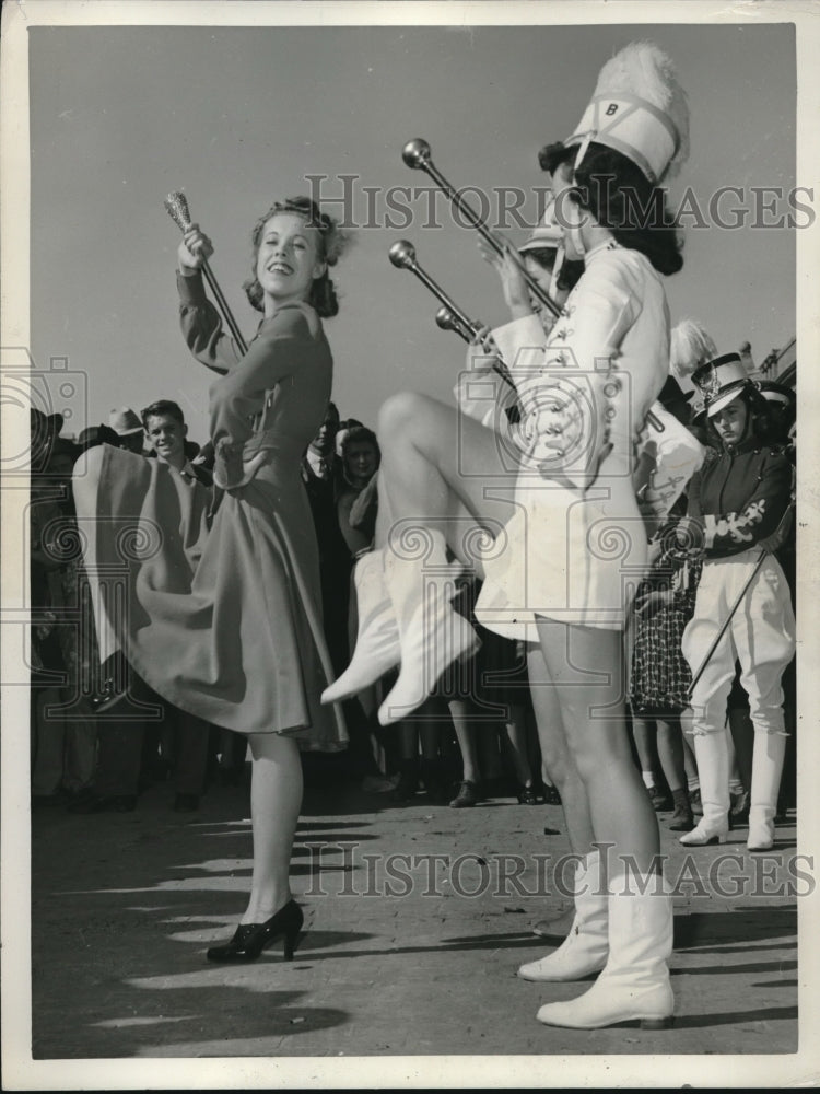 1939 Elsie Crabtree Teaching Art of Baton Swinging - Historic Images