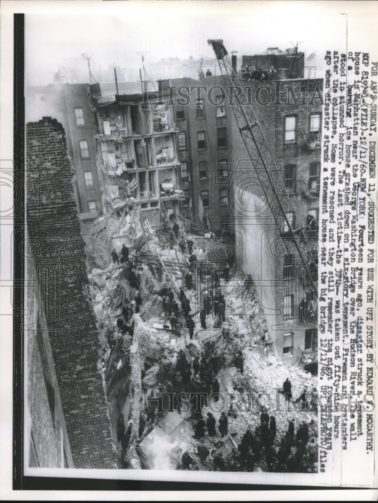 1960 Disaster at Tenement House in Manhattan Near Washington Bridge - Historic Images