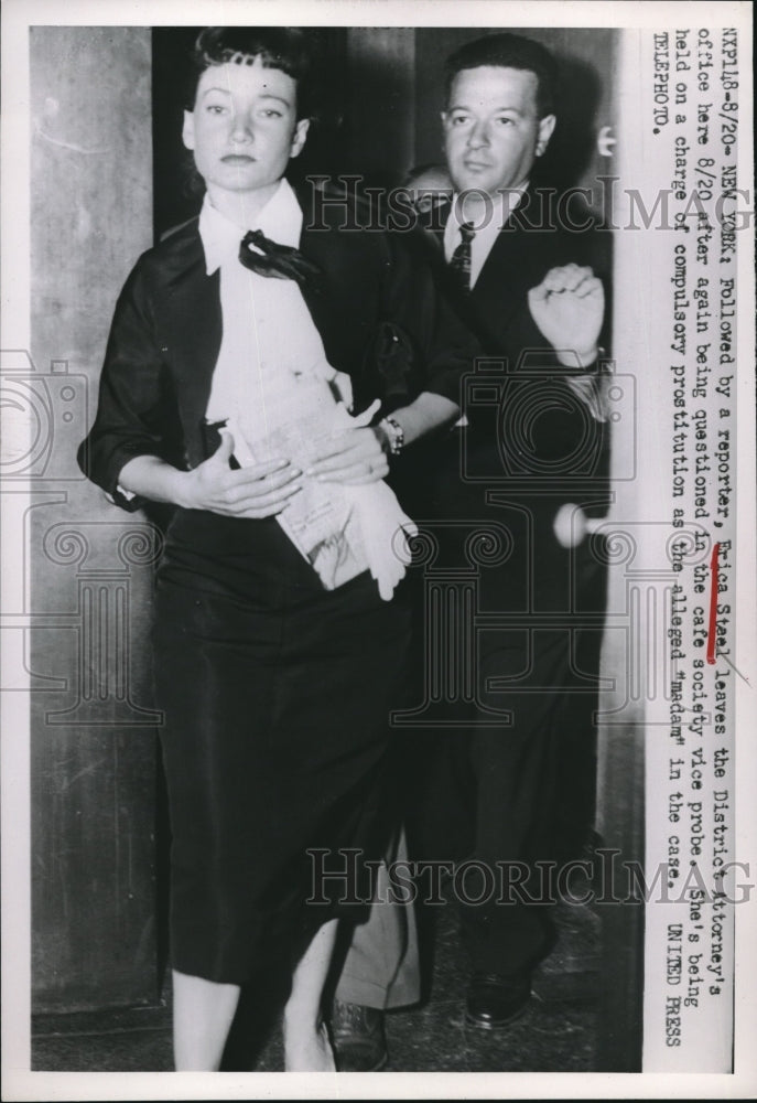 1952 Erica Steel after being questioned in cafe society vice probe - Historic Images