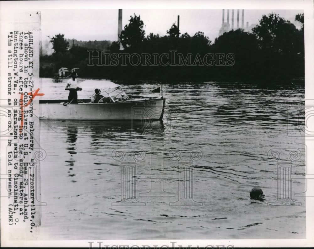 1950 Press Photo George Holderby Ohio River Dam - Historic Images