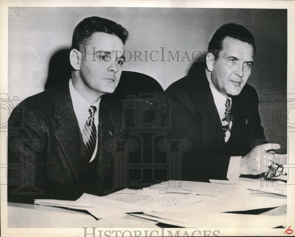 1951 Press Photo Chicago, Atty Gillis Long &amp; Sen. Blair Moody at steel hearing-Historic Images