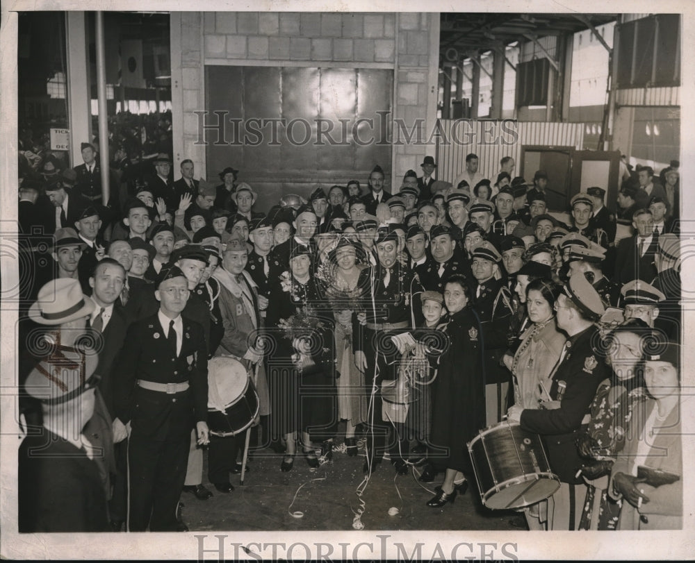 1937 Press Photo Boston Post office band &amp; American Legion members - Historic Images