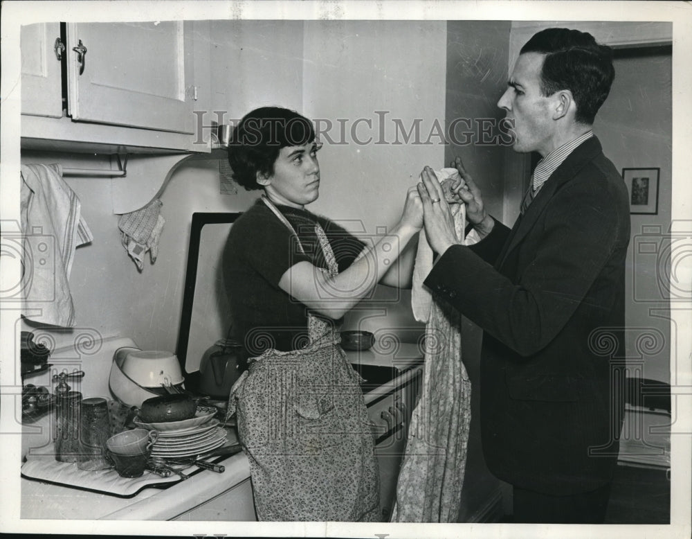 1937 Husband New Years Resolution Not to Dry Dishes This New Year - Historic Images