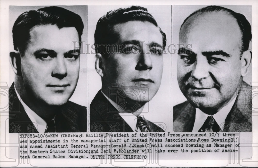 1952 Ross Downing, Gerald Rock, Carl Molander of United Press - Historic Images