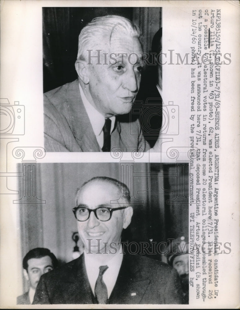 1963 Press Photo Argentine Presidential Candidate Dr. Arturo Illia-Historic Images