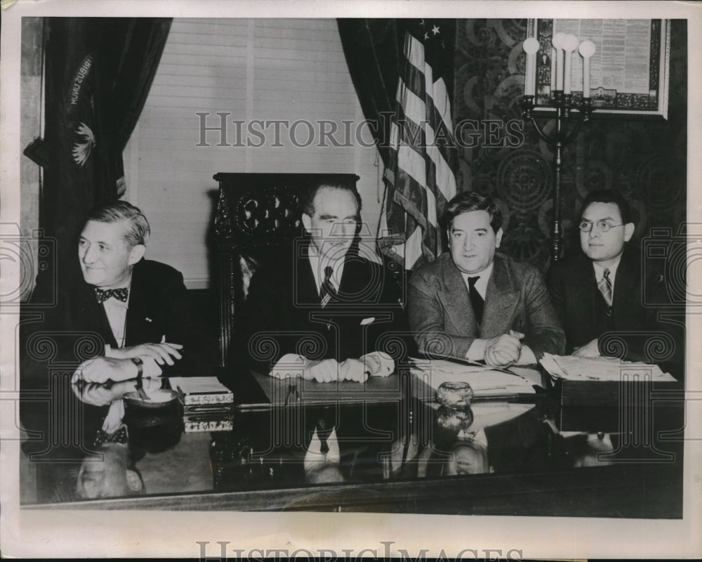 1937 Press Photo William Knudsen, Gov. Frank Murphy, James Dewey, Homer Martin - Historic Images