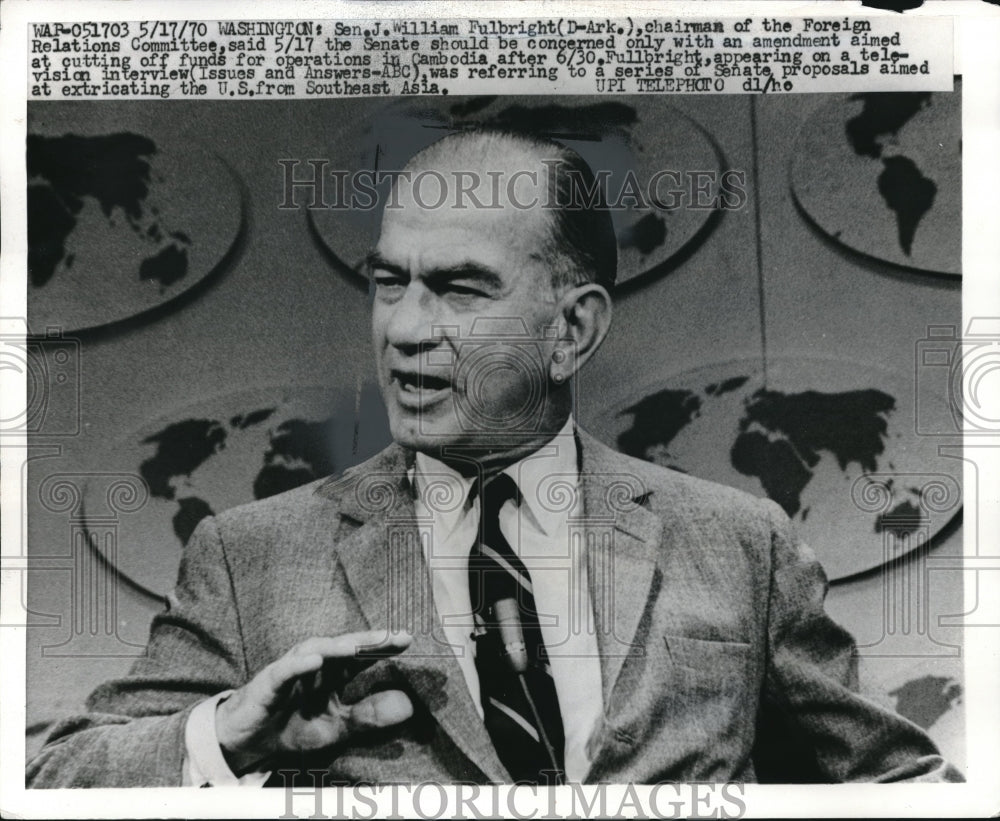 1970 Press Photo Chair of Senate Foreign Relations comm, Sen W Fulbright - Historic Images