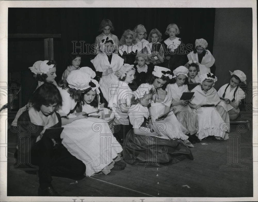 1945 Lakewood schools kids in a play on stage - Historic Images