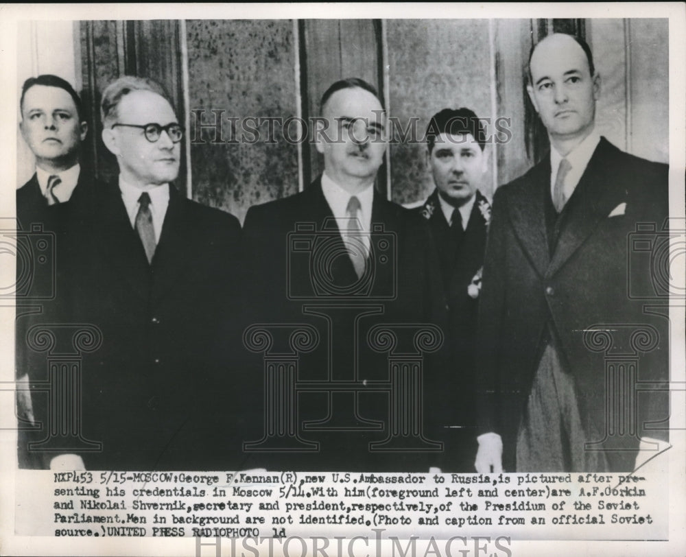 1952 Moscow, US Amb Geo Kennan,AF Oorkin,N Shvernik - Historic Images