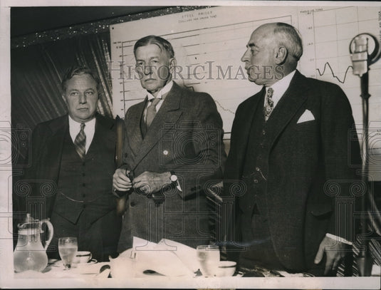 1934 Press Photo Former VP Charles Dawes,Geo Young & HC Cheney of Chicago - Historic Images