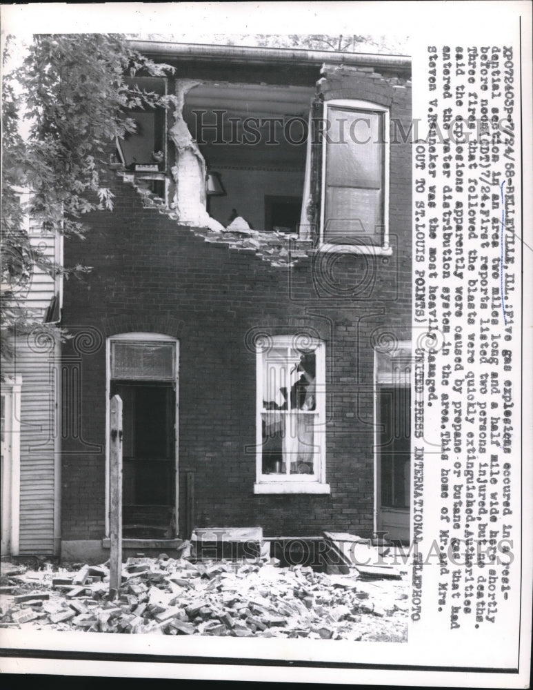 1958 Home of Mr. &amp; Mrs. Steven V. Renneker Damaged by Explosion - Historic Images