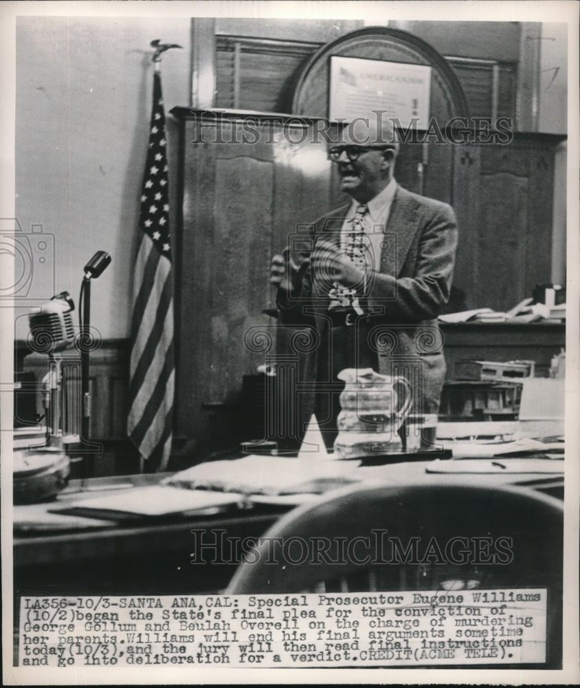 1947 Press Photo Special Prosecutor Eugene Williams Speaks At Murder Trial-Historic Images