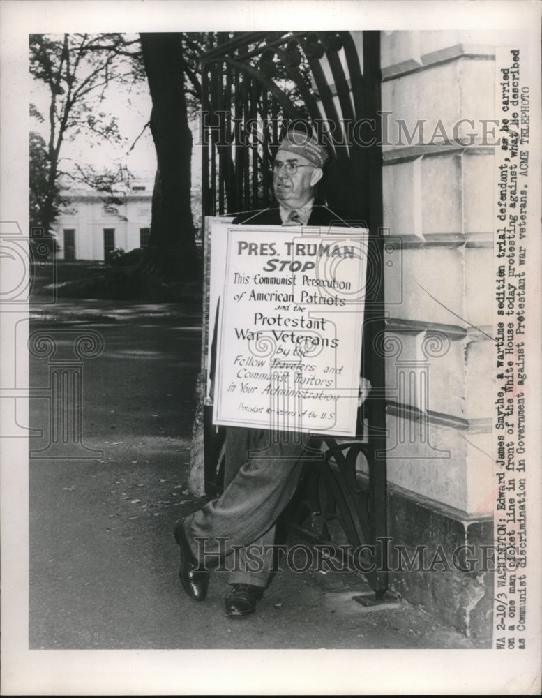 1949 Edward James Smythe Protest White House - Historic Images