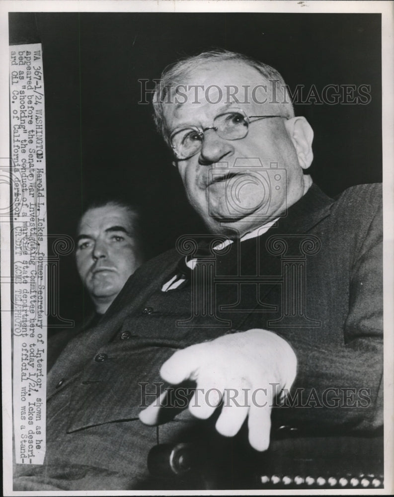 1948 Press Photo Wash.D.C. former Sec of the Interior Harold L. Ickes-Historic Images