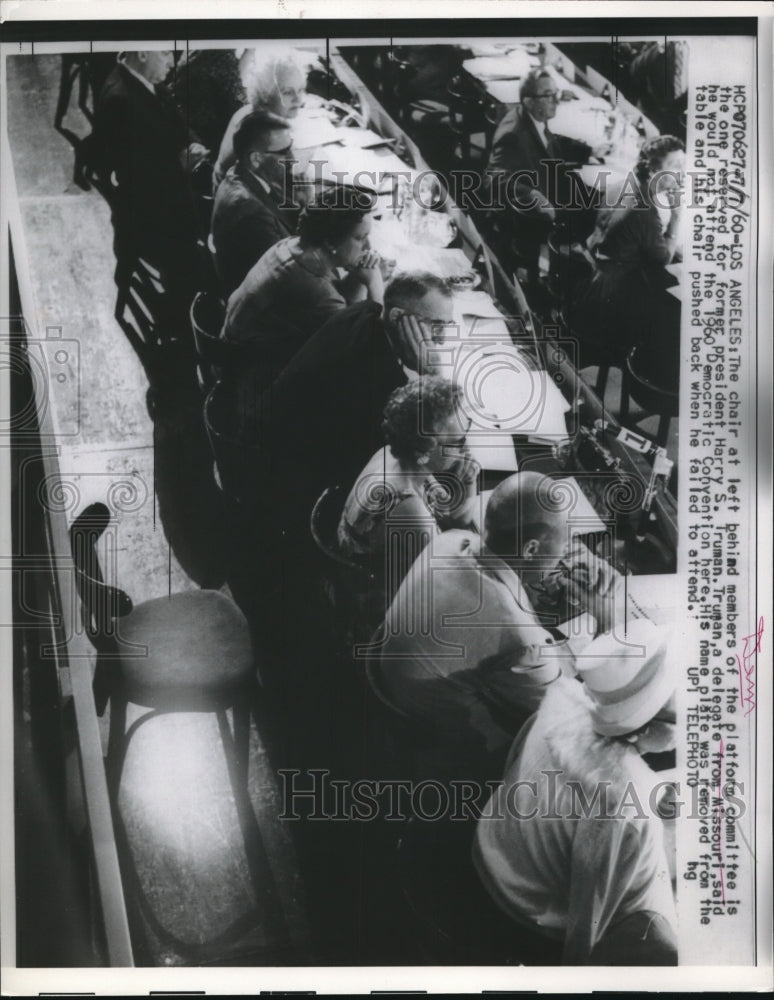 1960 Empty Chair for Former Pres Truman at Democratic Platform Commi - Historic Images