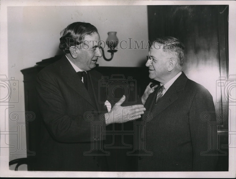 1937 Press Photo Sec of Interior Harold Ickes &amp; Sen. Tom Connally of Tex. - Historic Images