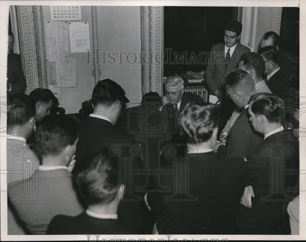 1938 Press Photo Michael McDermott of State Department With Reporters - Historic Images