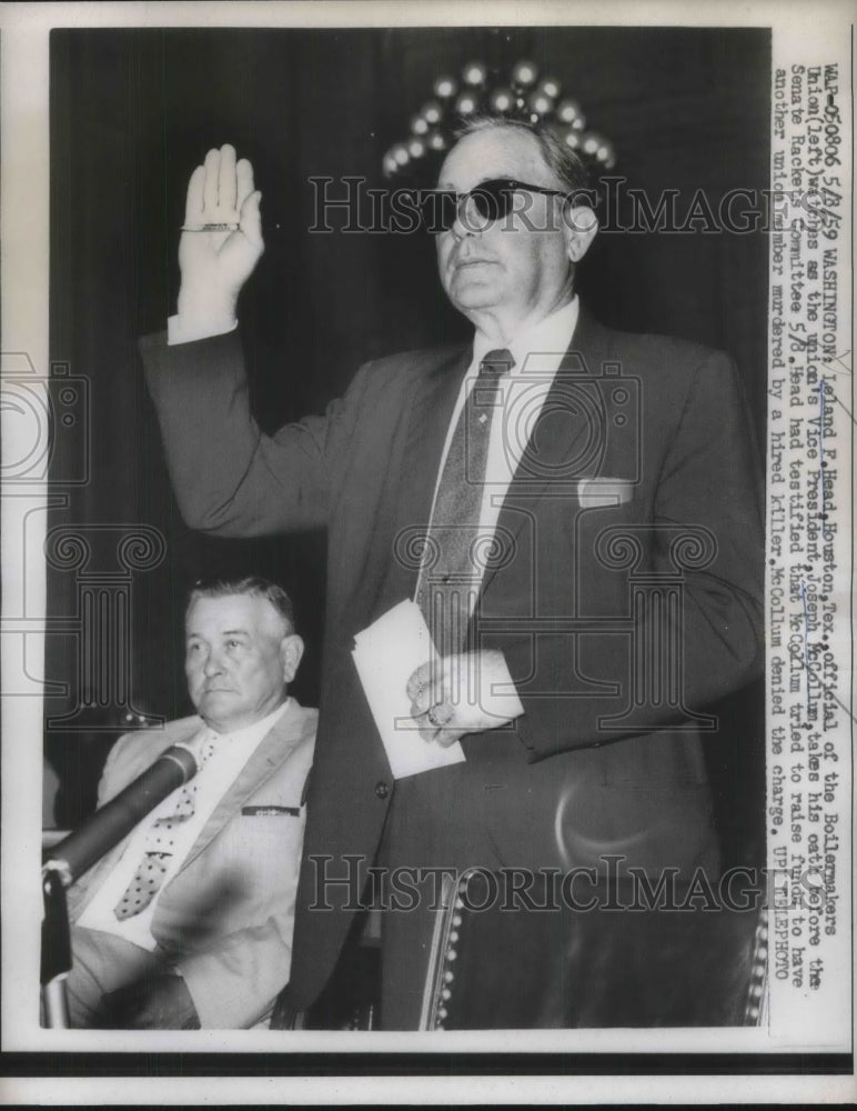 1959 Leland Head Official of Boilermakers Union in Washington - Historic Images