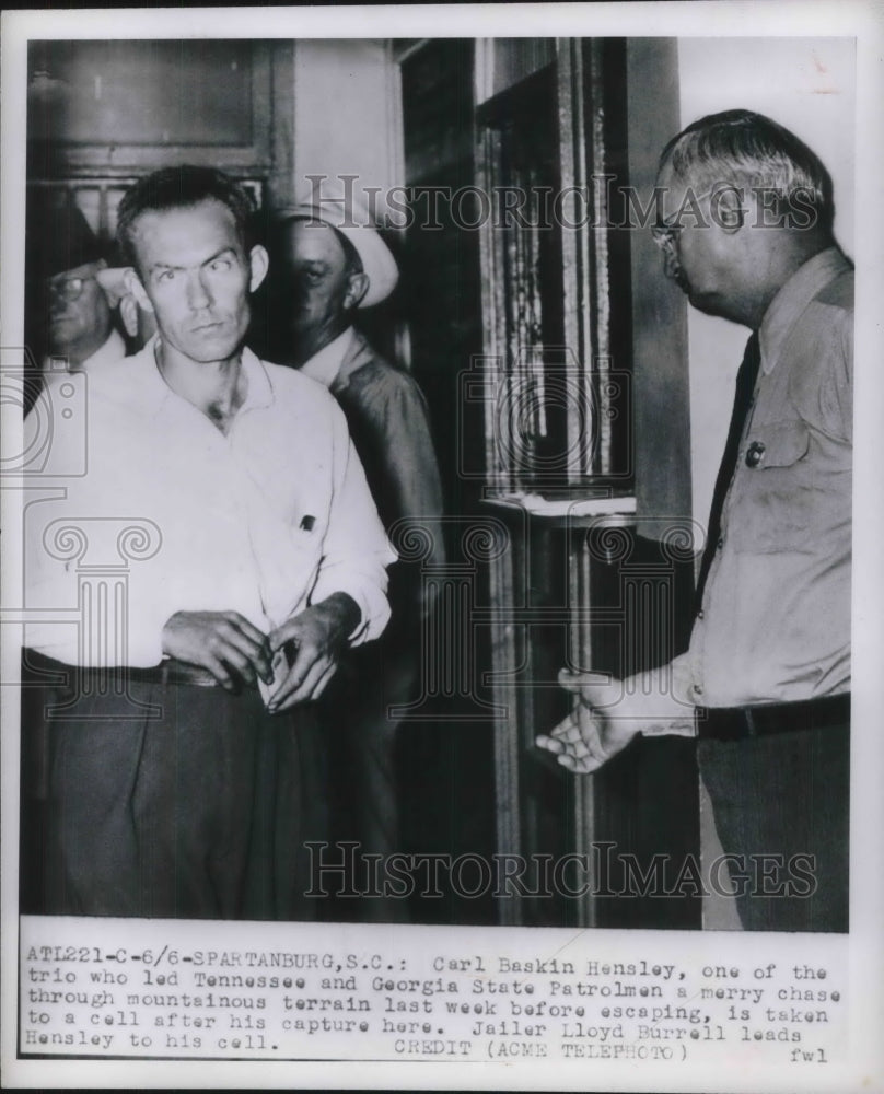 1951 Carl Baskin Hensley Led Police on Tow State Chase Before Captur - Historic Images