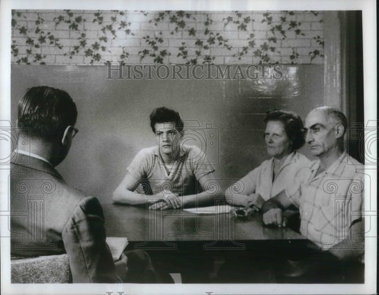 1951 Press Photo Peter Manceri & Parents Questioned By Producers - neb83637 - Historic Images