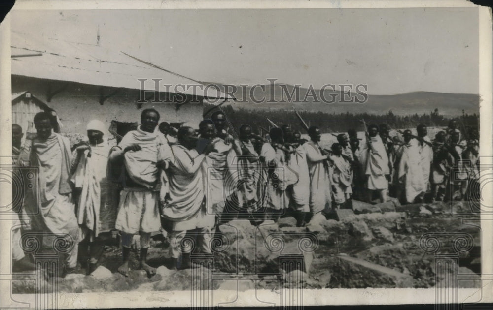 1930 Abyssdan warriors at Addis Ababa for coronation - Historic Images