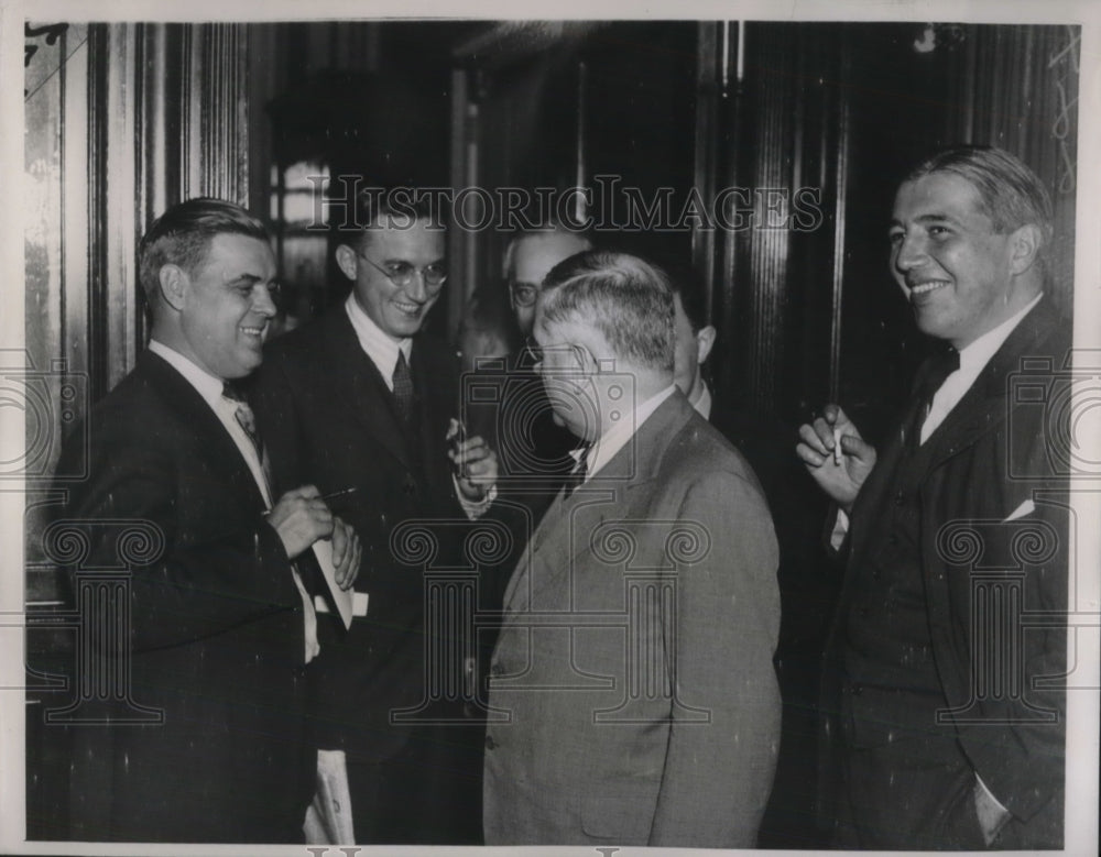 1938 Press Photo Interior Secretary Harold Ickes Talks With Reporters - Historic Images