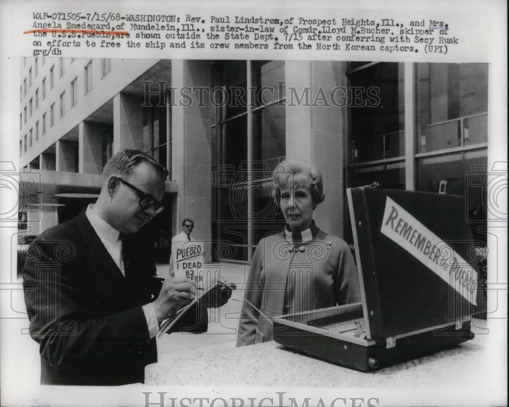 1968 Press Photo Rev Paul Lindstrom &amp; Mrs Angela Smedegard Washington - Historic Images