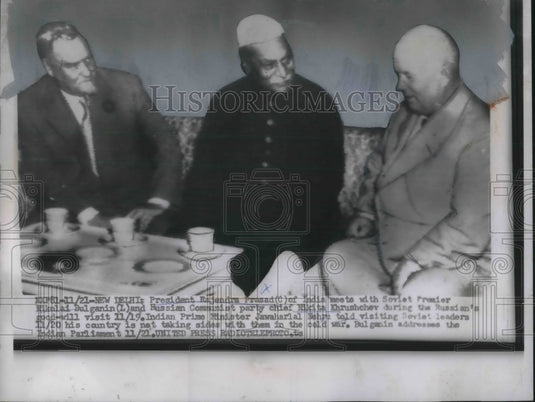 1955 President Rajandra Prasad of India & Soviet Premier Bulganin - Historic Images