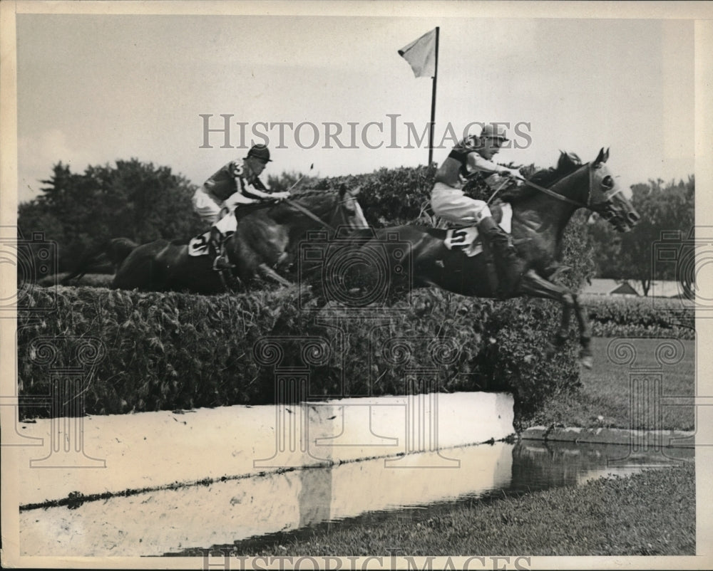 1938 Press Photo Water Jump at Minata Steeplechase Opening Day Racing-Historic Images